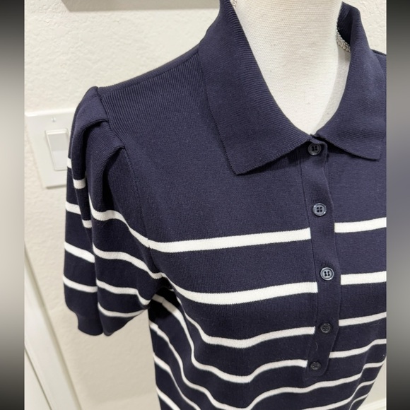 NWT Free Assembly Women's Collared Sweater Tee With Puff Sleeves, Lightweight - Picture 5 of 13